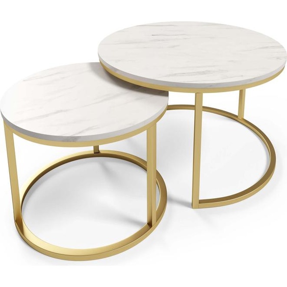 FURNLUX Table basse Corbeau Blanc Et Gris 58cm / Couleur principale : Blanc / Dimensions : 58 x 47 x 58 cm