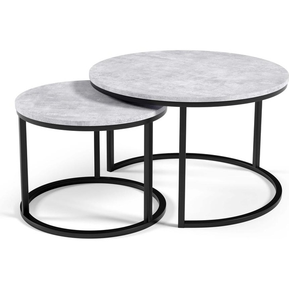 FURNLUX Table basse Corbeau Gris Et Noir 75cm / Couleur principale : Gris / Dimensions : 75 x 47 x 75 cm
