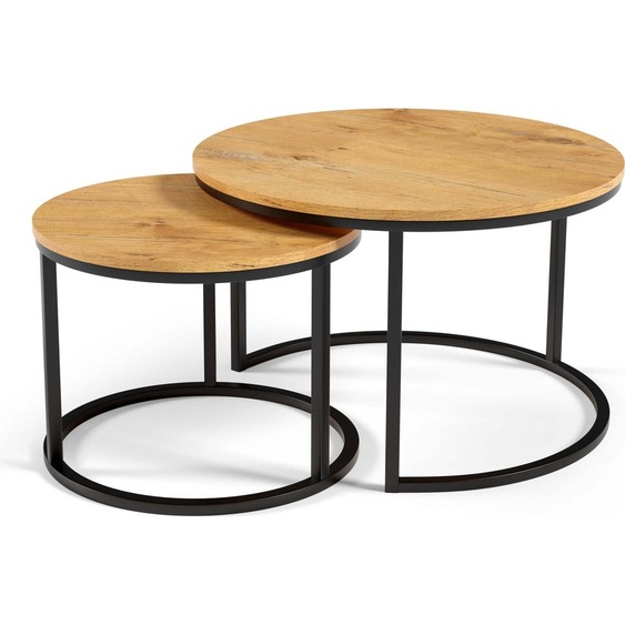 FURNLUX Table basse Corbeau Orange 75cm / Couleur principale : Beige / Dimensions : 75 x 47 x 75 cm