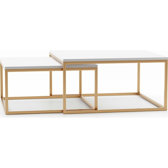 FURNLUX Table basse Dual Blanc 76cm / Couleur principale : Blanc / Dimensions : 76 x 39 x 76 cm