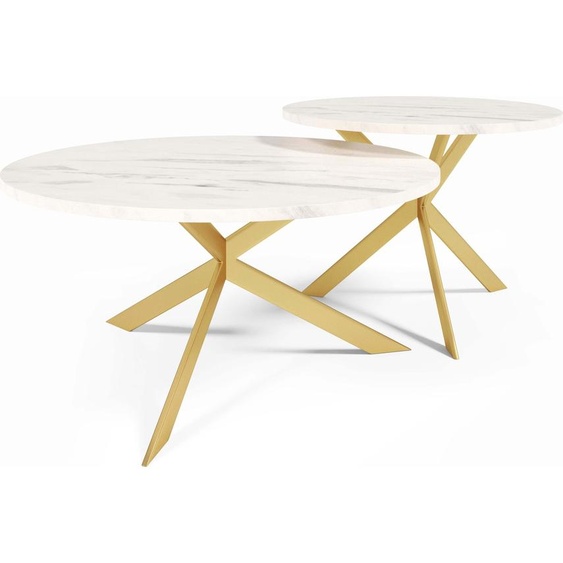 FURNLUX Table basse Libre Blanc Etamp ; Gris 75cm / Couleur principale : Blanc / Dimensions : 75 x 36 x 75 cm