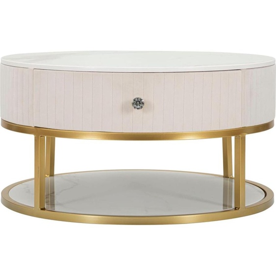 FURNLUX Table basse Montpellier Beige 75cm / Couleur principale : Beige / Dimensions : 75 x 36 x 75 cm