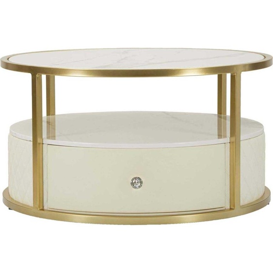 FURNLUX Table basse Sharon Blanc 75cm / Couleur principale : Blanc / Dimensions : 75 x 40 x 75 cm