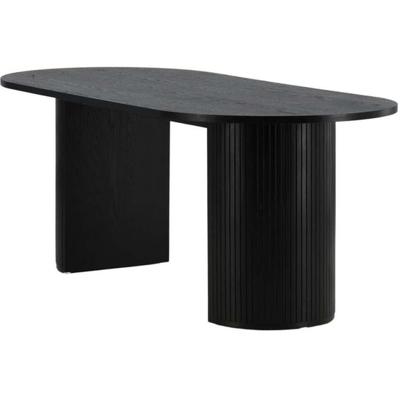 FURNLUX Table à manger Bianca Black 90cm / Hauptfarbe : Schwarz / Abmessungen : 90 x 200 x 75 cm
