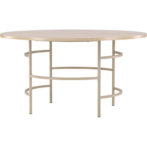FURNLUX Table à manger Copenhagen Oak Und Beige 140cm / Hauptfarbe : Beige / Dimensions : 140 x 140 x 74 cm
