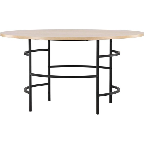 FURNLUX Table de salle à manger Copenhague Chêne Et Noir 140cm / Couleur principale : Beige / Dimensions : 140 x 140 x 74 cm