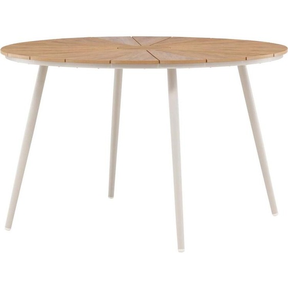 FURNLUX Table de salle à manger dextérieur San Vito Marron et Beige 120cm / Couleur principale : Marron / Dimensions : 120 x 120 x 74 cm