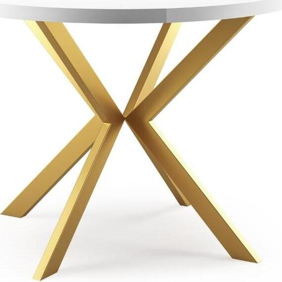 FURNLUX Table de salle à manger Edder Blanc 120cm / Couleur principale : Blanc / Dimensions : 120 x 76 x 196 cm
