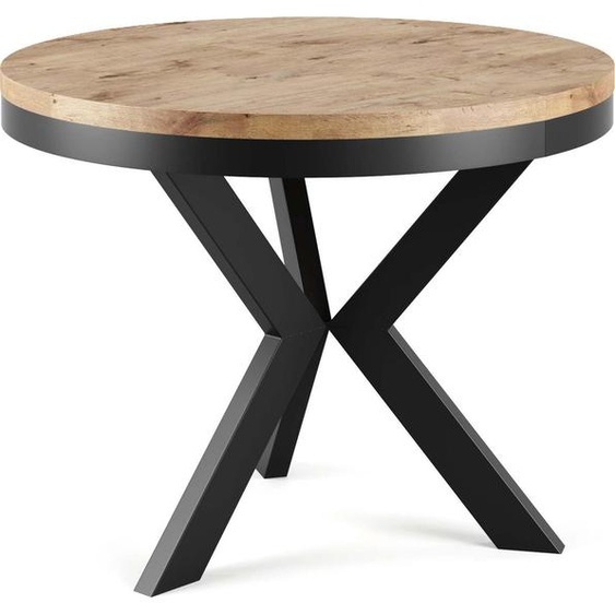 FURNLUX Table de salle à manger Elve Marron 100cm / Couleur principale : Beige / Dimensions : 100 x 76 x 138 cm