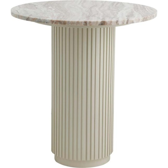 FURNLUX Table de salle à manger Erie Marbre Blanc Et Beige 70cm / Couleur principale : Beige / Dimensions : 70 x 70 x 75 cm
