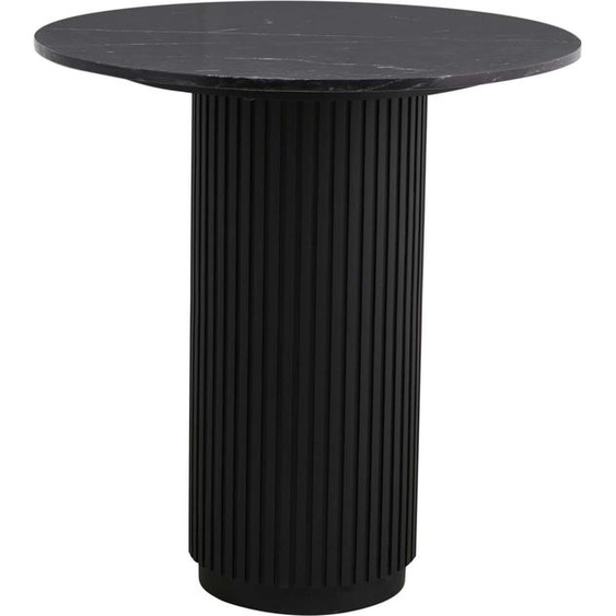 FURNLUX Table de salle à manger Erie Marbre Noir Et Noir 70cm / Couleur principale : Noir / Dimensions : 70 x 70 x 75 cm