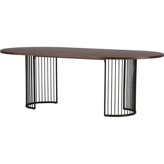 FURNLUX Table de salle à manger Hamneskar Noyer Et Noir 110cm / Couleur principale : Marron / Dimensions : 110 x 220 x 75 cm