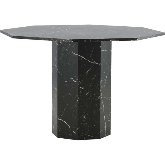 FURNLUX Table de salle à manger Marbre Noir 110cm / Couleur principale : Noir / Dimensions : 110 x 110 x 75 cm
