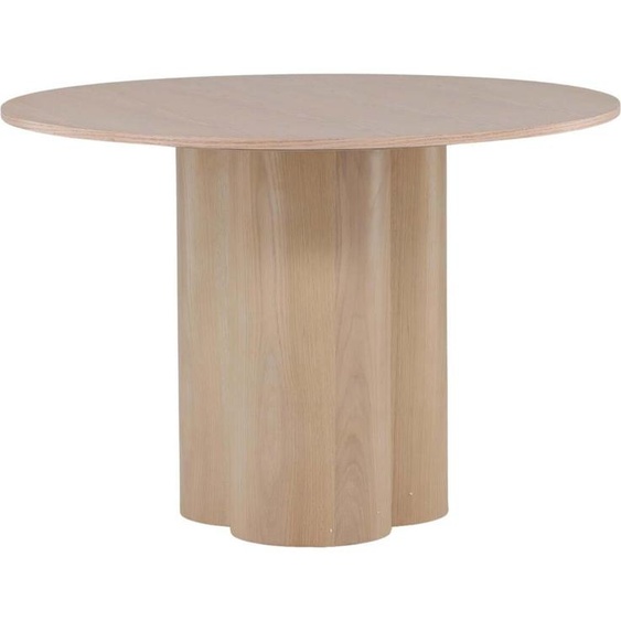 FURNLUX Table de salle à manger Olivia chêne 110cm / Couleur principale : Beige / Dimensions : 110 x 110 x 75 cm