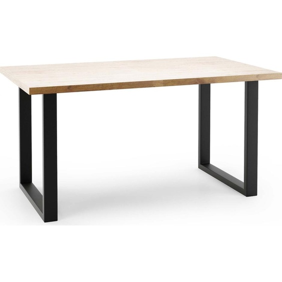 FURNLUX Table de salle à manger Pablo Chêne clair 80cm / Couleur principale : Beige / Dimensions : 80 x 76 x 220 cm