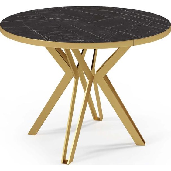 FURNLUX Table de salle à manger Randi Noir 120cm / Couleur principale : Noir / Dimensions : 120 x 76 x 196 cm