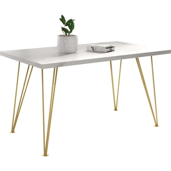 FURNLUX Table de salle à manger Rose Blanc 80cm / Couleur principale : Blanc / Dimensions : 80 x 76 x 240 cm