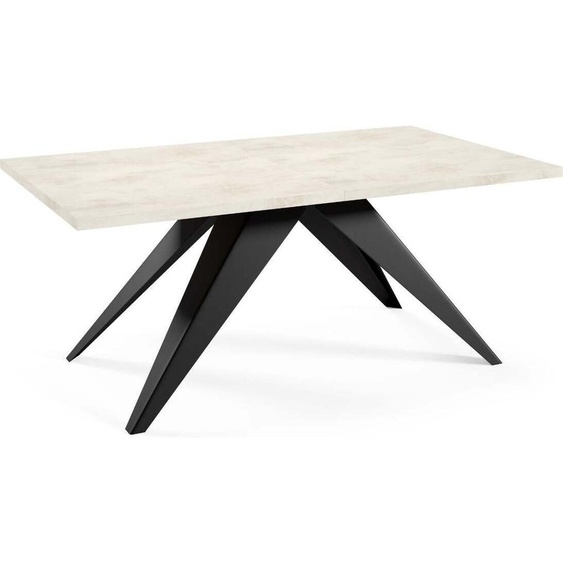 FURNLUX Table de salle à manger Vento Blanc Et Noir 90cm / Couleur principale : Blanc / Dimensions : 90 x 76 x 260 cm