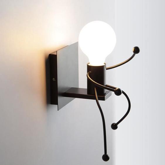 FUSION& Applique Mural en Fer Noir Lampe Mural Humanoïde Vintage Industrielle