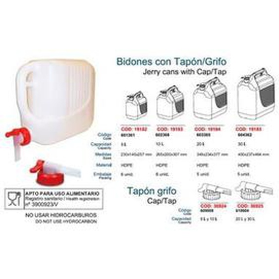Industrias Tayg - Fût en plastique de 10 litres avec robinet adapté à un usage alimentaire