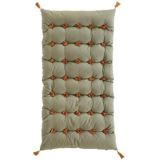 Futon en coton avec bouffettes kaki 120x60x5cm Fairy