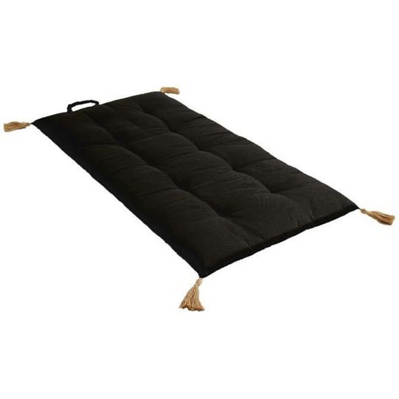 Enjoy Home - Futon repliable Panama avec pompons en jute - Noir