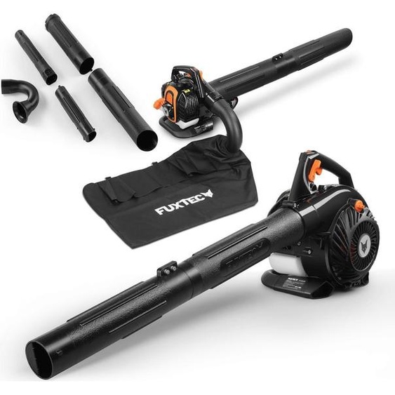 FUXTEC Aspirateur de feuilles professionnel 4 en 1 FX-LBS126P - Souffleur de feuilles 225km/h | Broyeur de feuilles 4,7Kg | Tuyau de soufflage inclus | Sac de ramassage 60L | Fonction anti-vibration | 2 temps