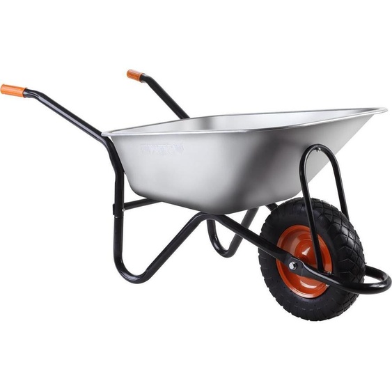 FUXTEC Brouette | Brouette de jardin dune capacité de 90L | Brouette métallique en acier galvanisé pour une charge maximale de 120kg | FX-WB6404G
