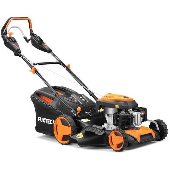 FUXTEC Tondeuse à essence 4en1 RM5196PRO - 196cc | 51cm | Autopropulsion | 6CV | Ejection arrière | 60L | Flex-Speed| 40Kg | Fonction mulching | 4 temps | 800ml