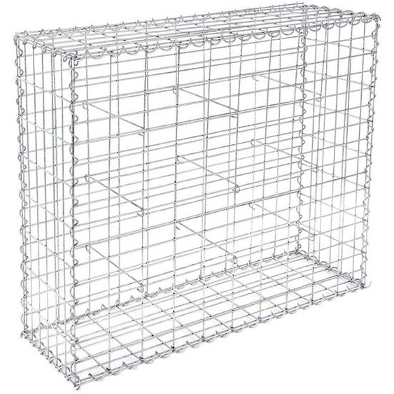 Gabion pour Pierre, 100 x 80 x 30cm, cloture gabion, Cage en Métal, Panier à Pierre, Maille 5 x 10 cm, Galvanisé, Mur, Paterre, Décoration de Jardin,