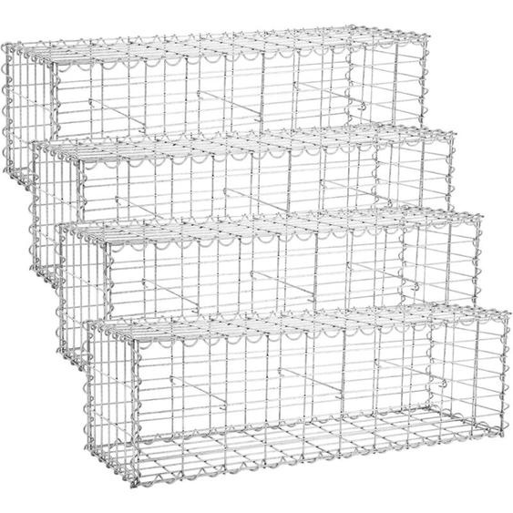 Gabion pour Pierre, 100x30x30cm, Cage en Métal, cloture gabion, Panier à Pierre, Maille 5 x 10 cm, Galvanisé, Mur, Paterre, Décoration de Jardin,
