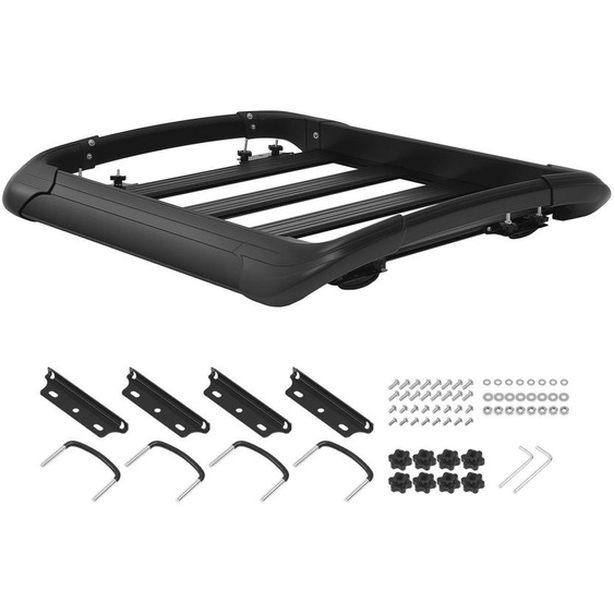 Galerie de toit SucceBuy 965 x 965 x 142 mm en alliage daluminium, capacité de charge de 68,04 kg, résistante aux intempéries et compatible avec des barres transversales jusquà 90 x 50 mm – adaptée aux SUV et aux pick-up