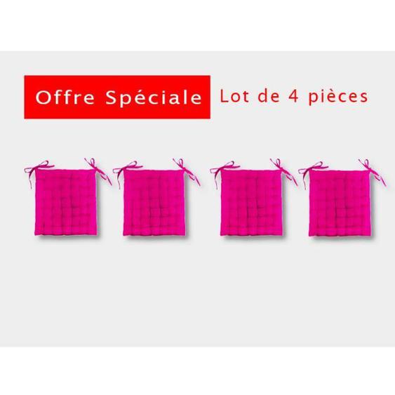 GALETTE DE CHAISE FUTON - FUSCHIA - LOT DE 4 Pièces