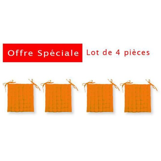 GALETTE DE CHAISE FUTON- ORANGE - LOT DE 4 Pièces