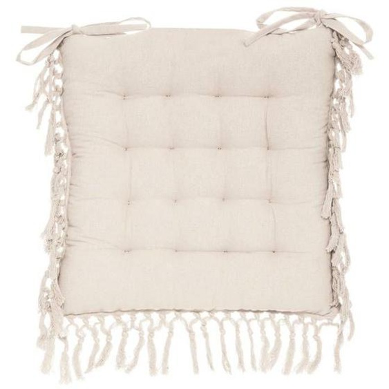 Galette de Chaise - ATMOSPHERA - Macramé - 40x40cm - Ivoire - Déhoussable - Lavable