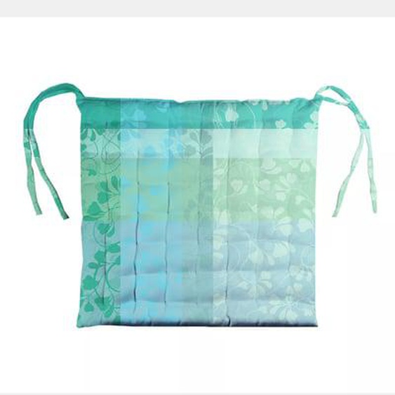 Galette de chaise Mille feuillages turquoise enduit imperméable