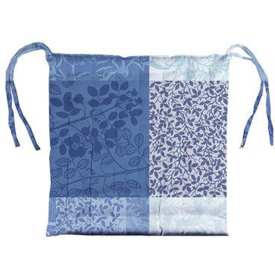 Galette de chaise Mille rameaux bleu enduit imperméable