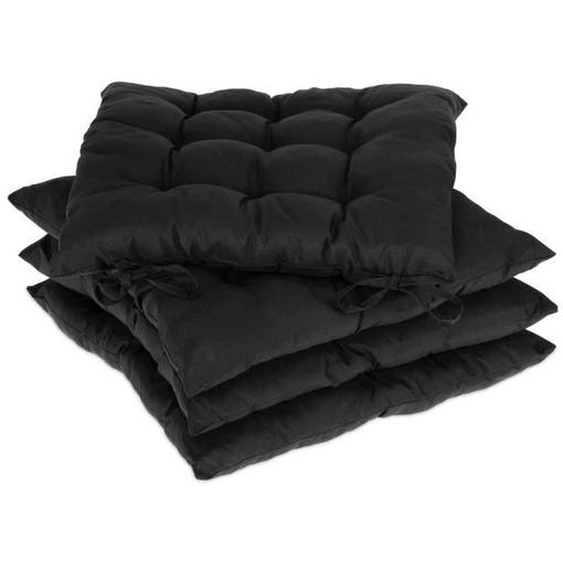 Relaxdays Galette de chaise, lot de 4, 38 x 38 cm, coussins pour intérieur et extérieur, revêtement polyester, noire