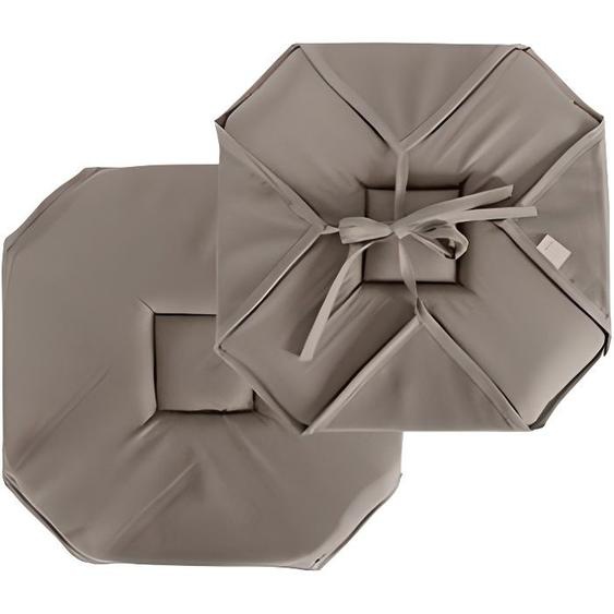 Galette de Chaise Plate Unie à Rabats et Nouettes - HOME MAISON - VISON - 40 x 40 cm - Gris - Synthétique