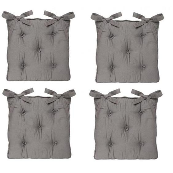 Galettes de chaise - AC-DÉCO - Lot de 4 - 40 cm x 40 cm - Gris - Coton naturel