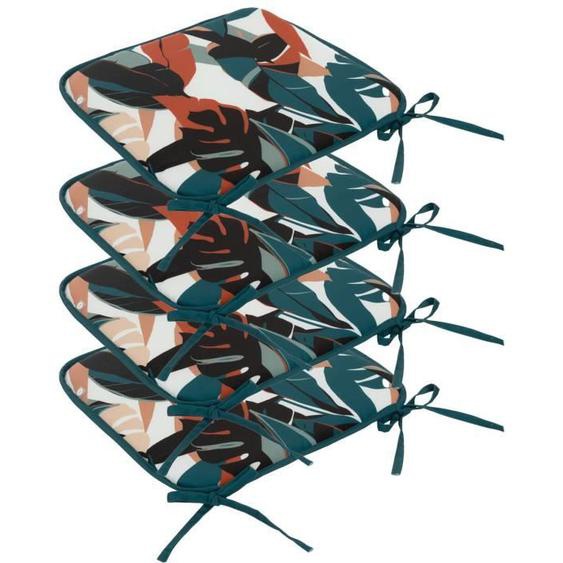 Galettes de chaise - ATMOSPHERA - Lot de 4 - Bleu canard & Terracotta - 38 x 38 cm - Résistantes aux UVs