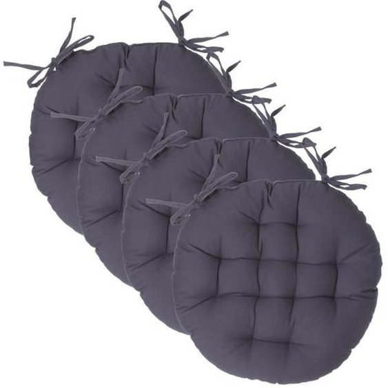 Galettes de chaise en Coton Gris foncé D 38 cm - Lot de 4 - Atmosphera