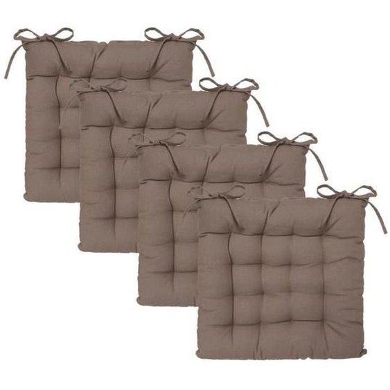 Galettes de chaise en Coton Taupe 38 x 38 cm - Atmosphera - Lot de 4 - Liens - 100% Coton recyclé