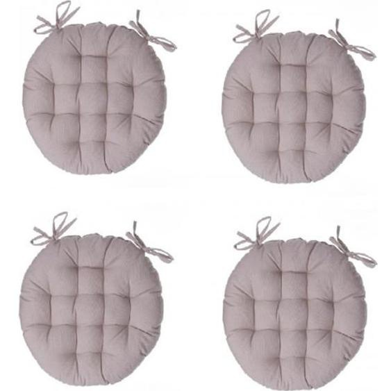 Galettes de chaise - AC-DÉCO - Ronde - Lot de 4 - D 40 cm - Beige lin