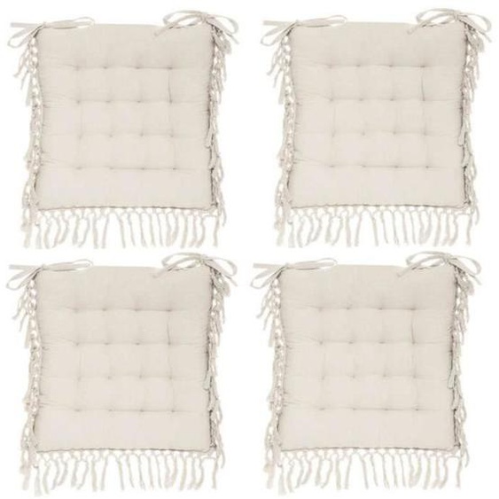 Galettes de chaise - AC-DÉCO - Lot de 4 - 40 x 40 cm - Blanc - Coton - Intérieur