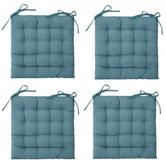 Galettes de chaise - AC-DÉCO - Otto - 38 x 38 cm - Lot de 4 - Bleu