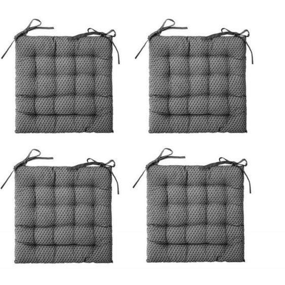 Galettes de chaise - Lot de 4 galettes de chaise Otto - 38 x 38 cm - Gris