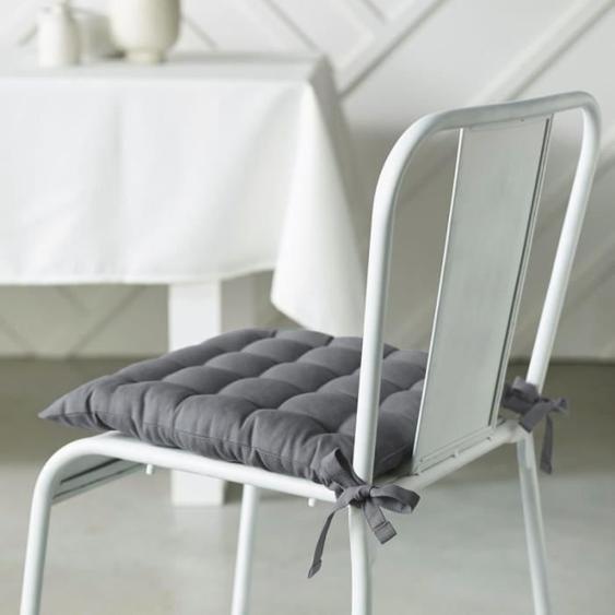 Galettes de chaise - TODAY - Lot de 6 - Coton - Gris acier - 38 x 38 cm - Matelassé