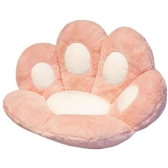 Galettes de chaises Coussin de pied Lavable en machine Coussin patte de chat mignon Rose peluche + coton PP 70x60x12cm