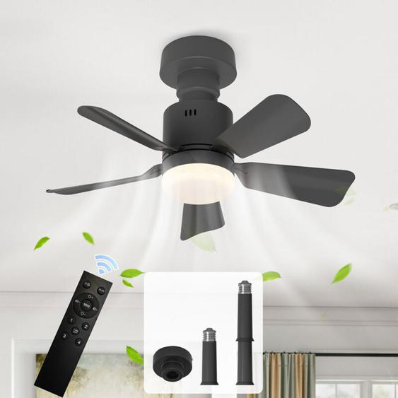 Ganeed - 45cm Silencieux Ventilateur de Plafond avec Lumière et Telecommande, 24W Lampe Ventilateur Plafond avec Douille E27, Dimmable led
